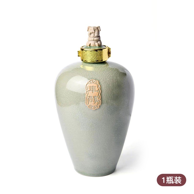 年醇2019茅台酱香酒生肖猪汝瓷坛1.5L